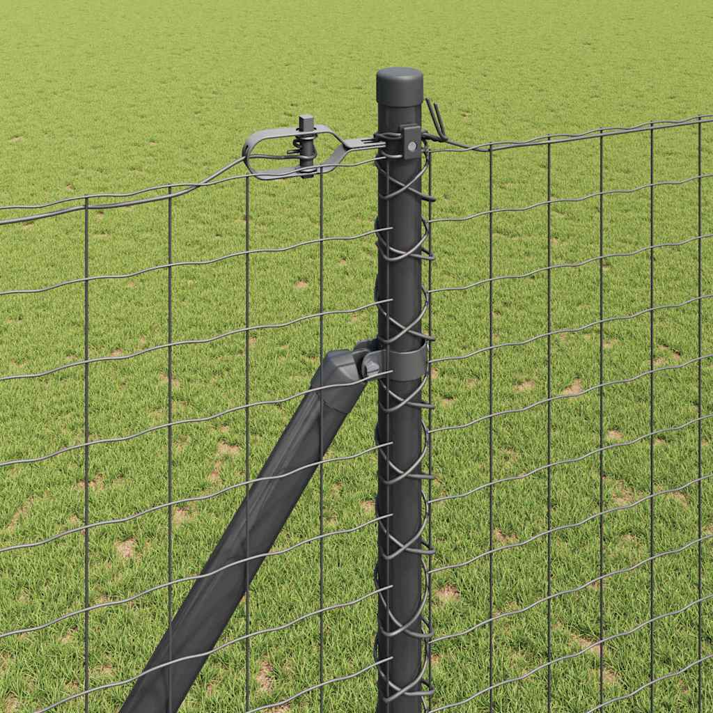 vidaXL Zaun mit Pfosten Grau 1,5 x 10 m Stahl und PVC