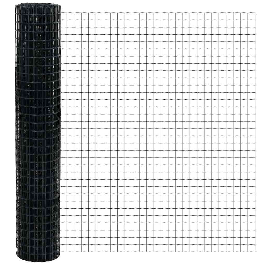 vidaXL Zaun mit Pfosten Grau 1,5 x 10 m Stahl und PVC