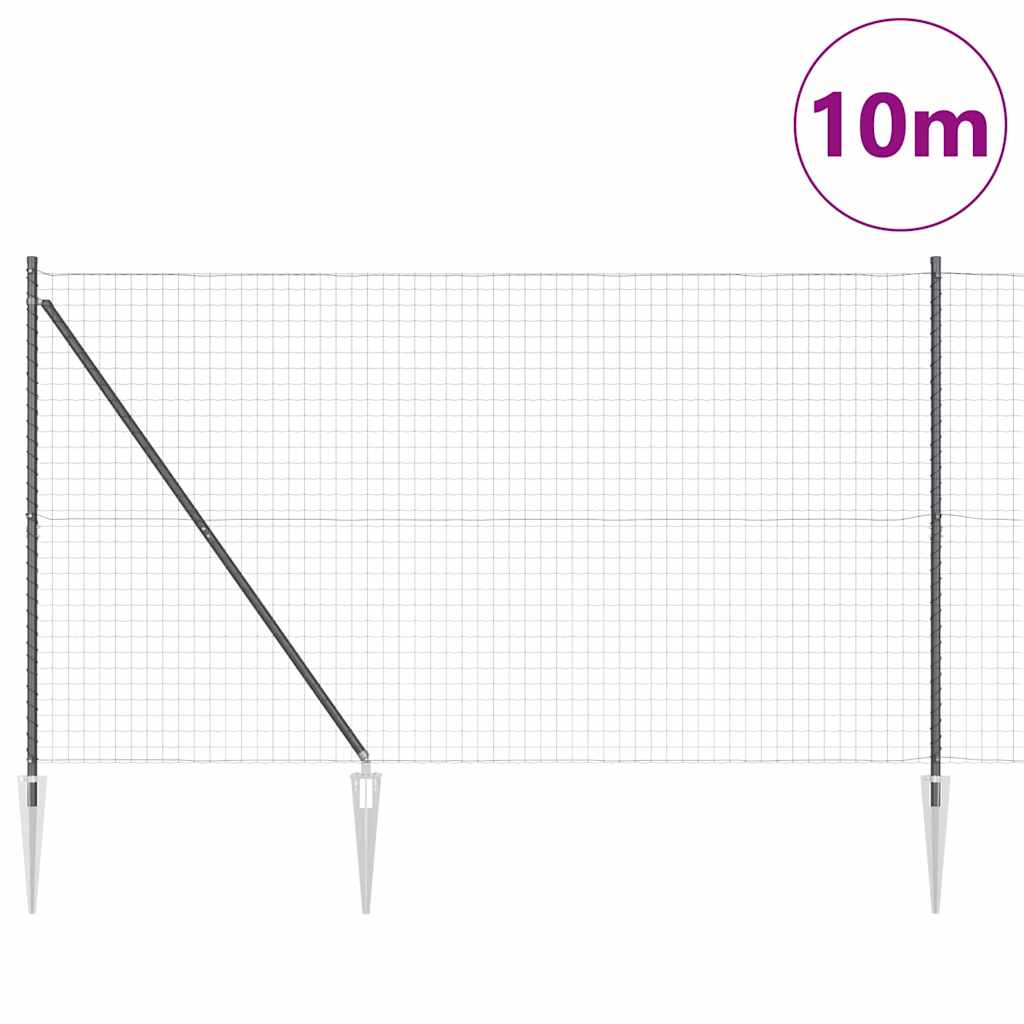 vidaXL Zaun mit Pfosten Grau 1,5 x 10 m Stahl und PVC
