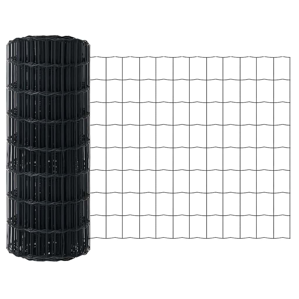 vidaXL Zaun mit Pfosten Grau 0,6 x 10 m Stahl und PVC