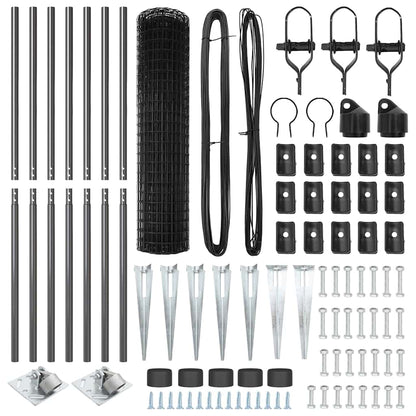 Zaun mit Pfosten Grau 1,2 x 10 m Stahl und PVC