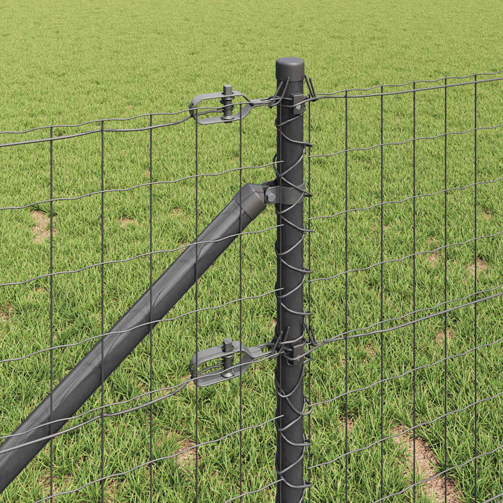 vidaXL Zaun mit Pfosten Grau 0,6 x 10 m Stahl und PVC