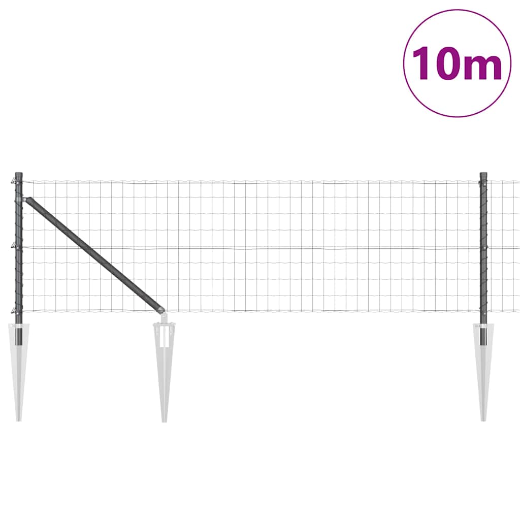 vidaXL Zaun mit Pfosten Grau 0,6 x 10 m Stahl und PVC