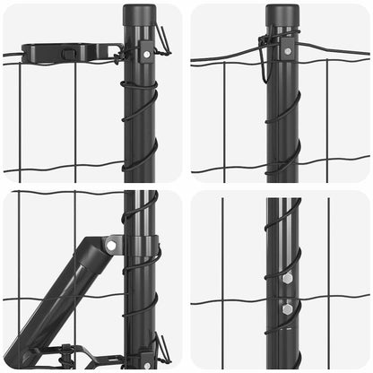 vidaXL Zaun mit Pfosten Grau 1,2 x 10 m Stahl und PVC