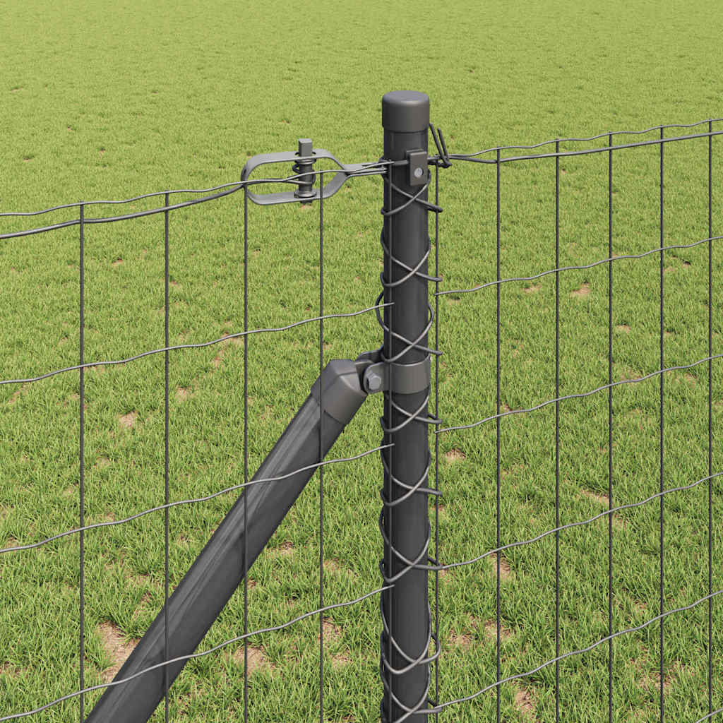 vidaXL Zaun mit Pfosten Grau 1,4 x 10 m Stahl und PVC