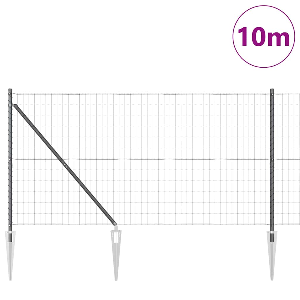 vidaXL Zaun mit Pfosten Grau 1,4 x 10 m Stahl und PVC
