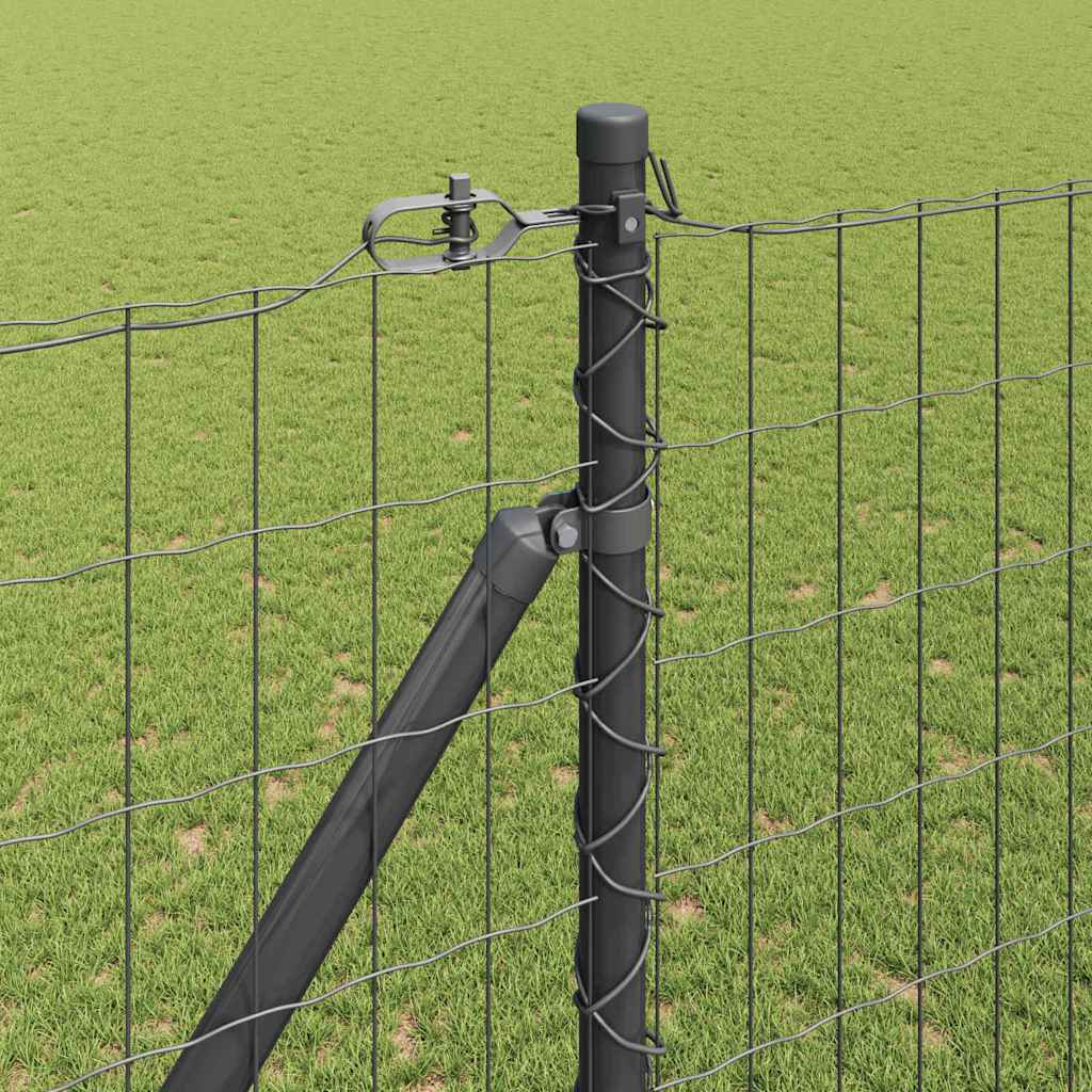 vidaXL Zaun mit Pfosten Grau 1,5 x 10 m Stahl und PVC