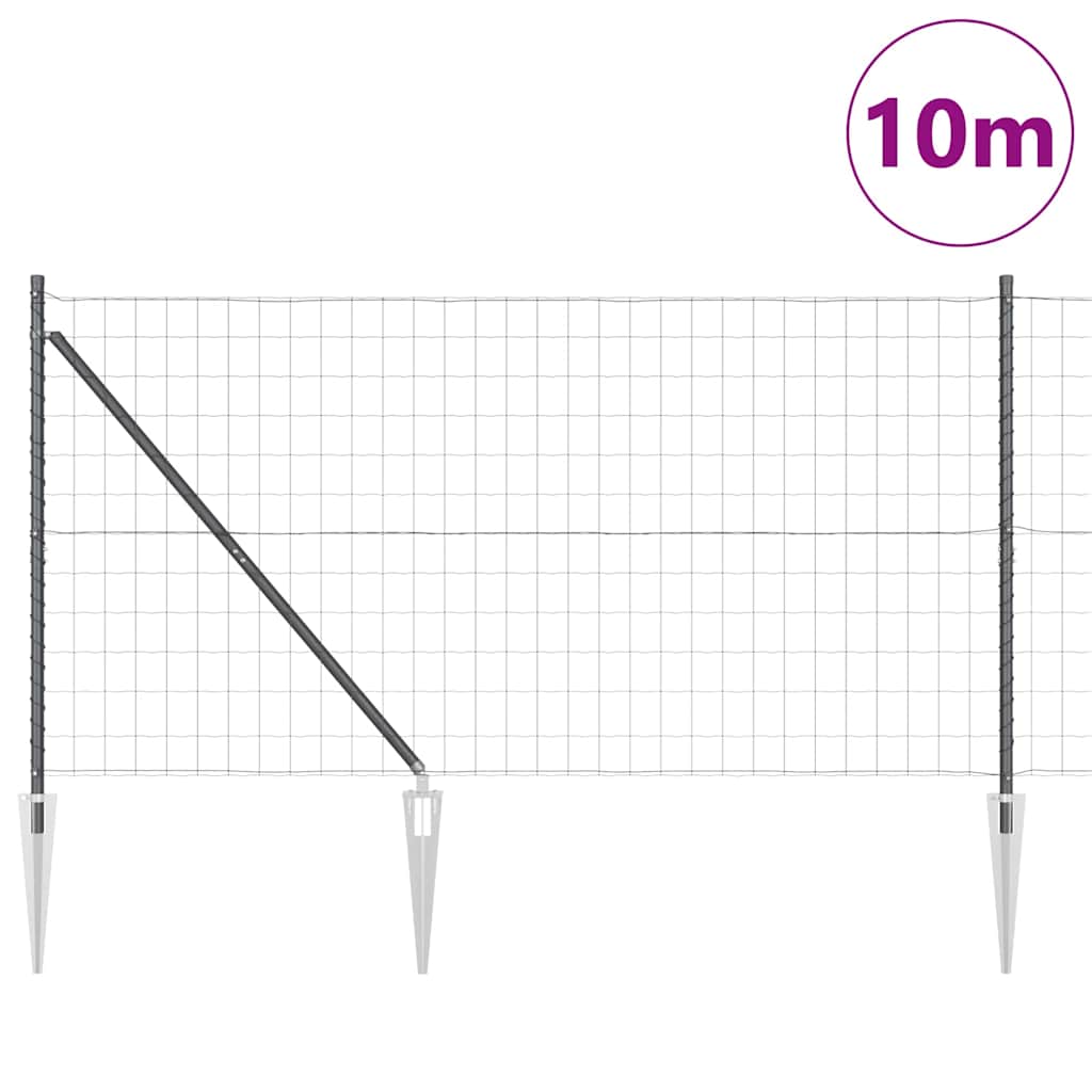 vidaXL Zaun mit Pfosten Grau 1,4 x 10 m Stahl und PVC