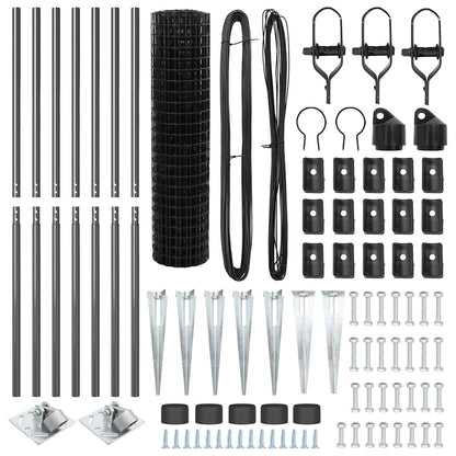 Zaun mit Pfosten Grau 1,4 x 10 m Stahl und PVC