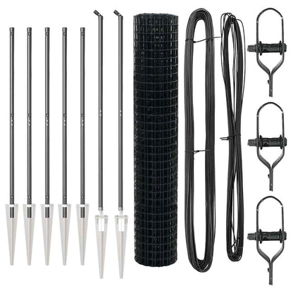 Zaun mit Pfosten Grau 1,6 x 10 m Stahl und PVC