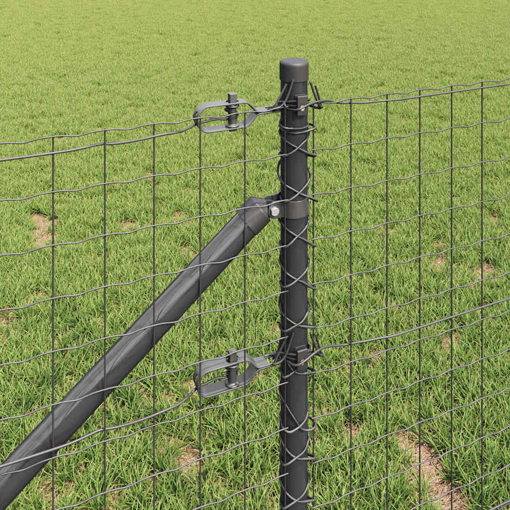 vidaXL Zaun mit Pfosten Grau 0,4 x 25 m Stahl und PVC