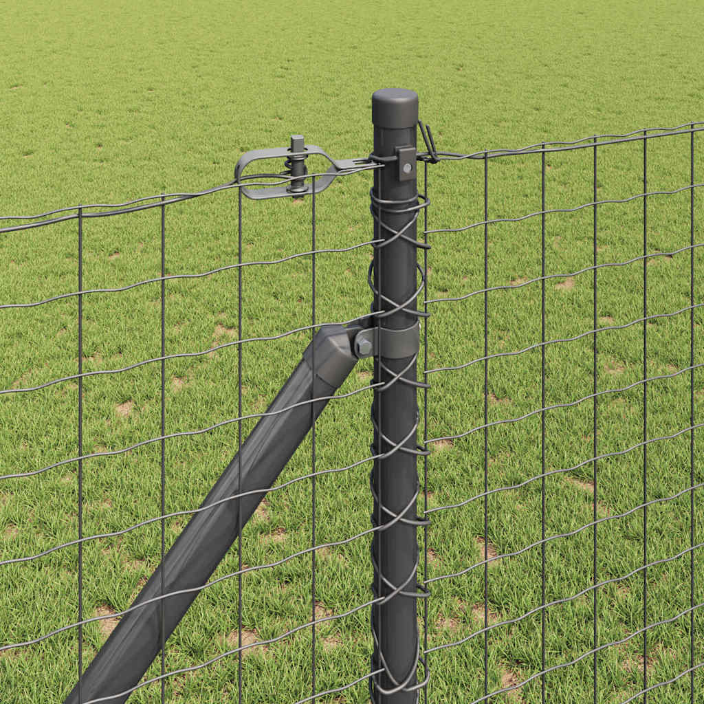 vidaXL Zaun mit Pfosten Grau 1,2 x 25 m Stahl und PVC