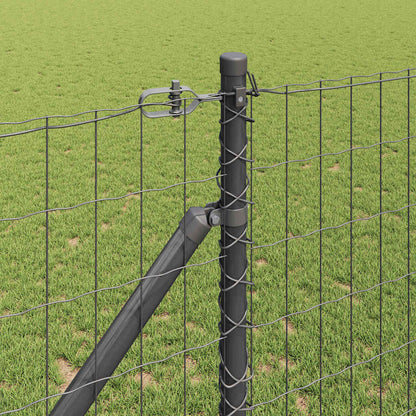 Zaun mit Pfosten Grau 1,2 x 25 m Stahl und PVC