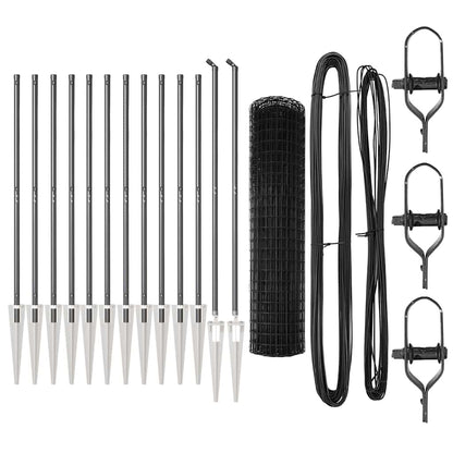 Zaun mit Pfosten Grau 1,2 x 25 m Stahl und PVC