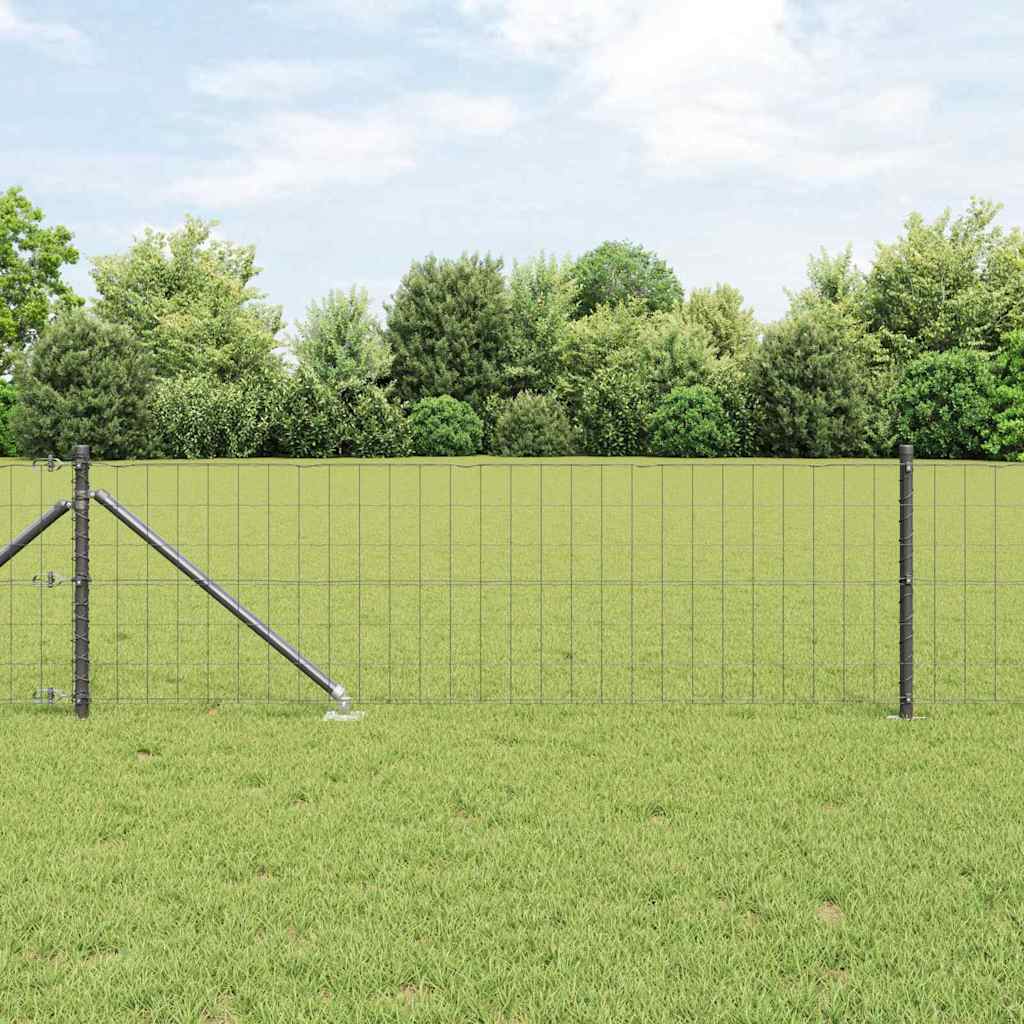 vidaXL Zaun mit Pfosten Grau 0,4 x 25 m Stahl und PVC