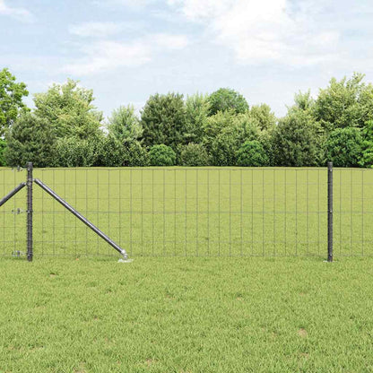vidaXL Zaun mit Pfosten Grau 0,4 x 25 m Stahl und PVC
