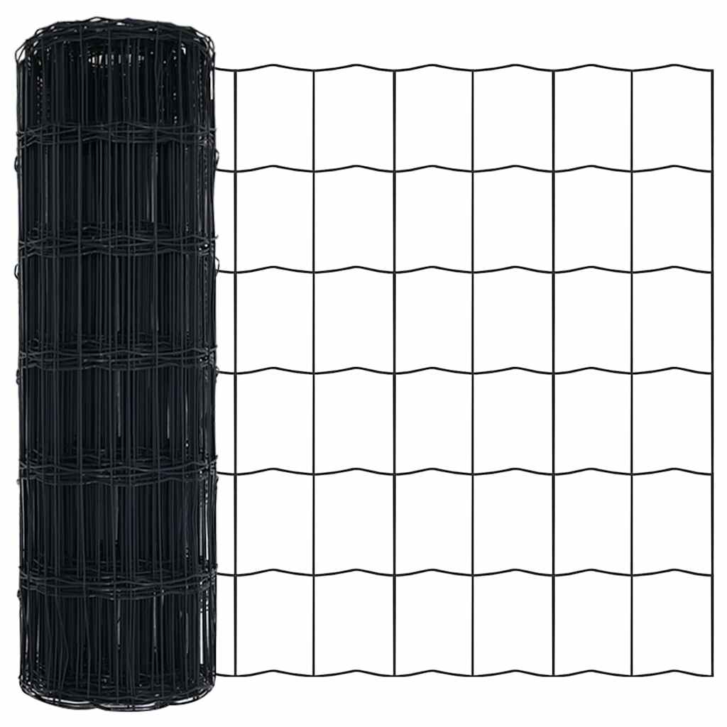 vidaXL Zaun mit Pfosten Grau 0,4 x 25 m Stahl und PVC
