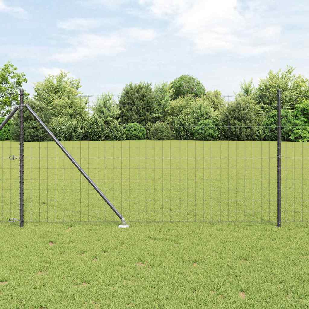 vidaXL Zaun mit Pfosten Grau 1 x 25 m Stahl und PVC