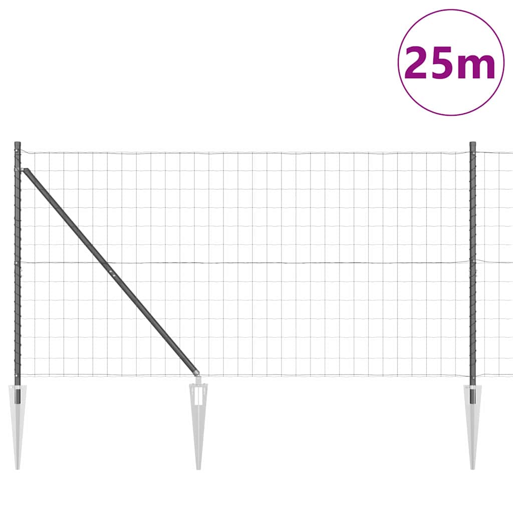 vidaXL Zaun mit Pfosten Grau 1,2 x 25 m Stahl und PVC