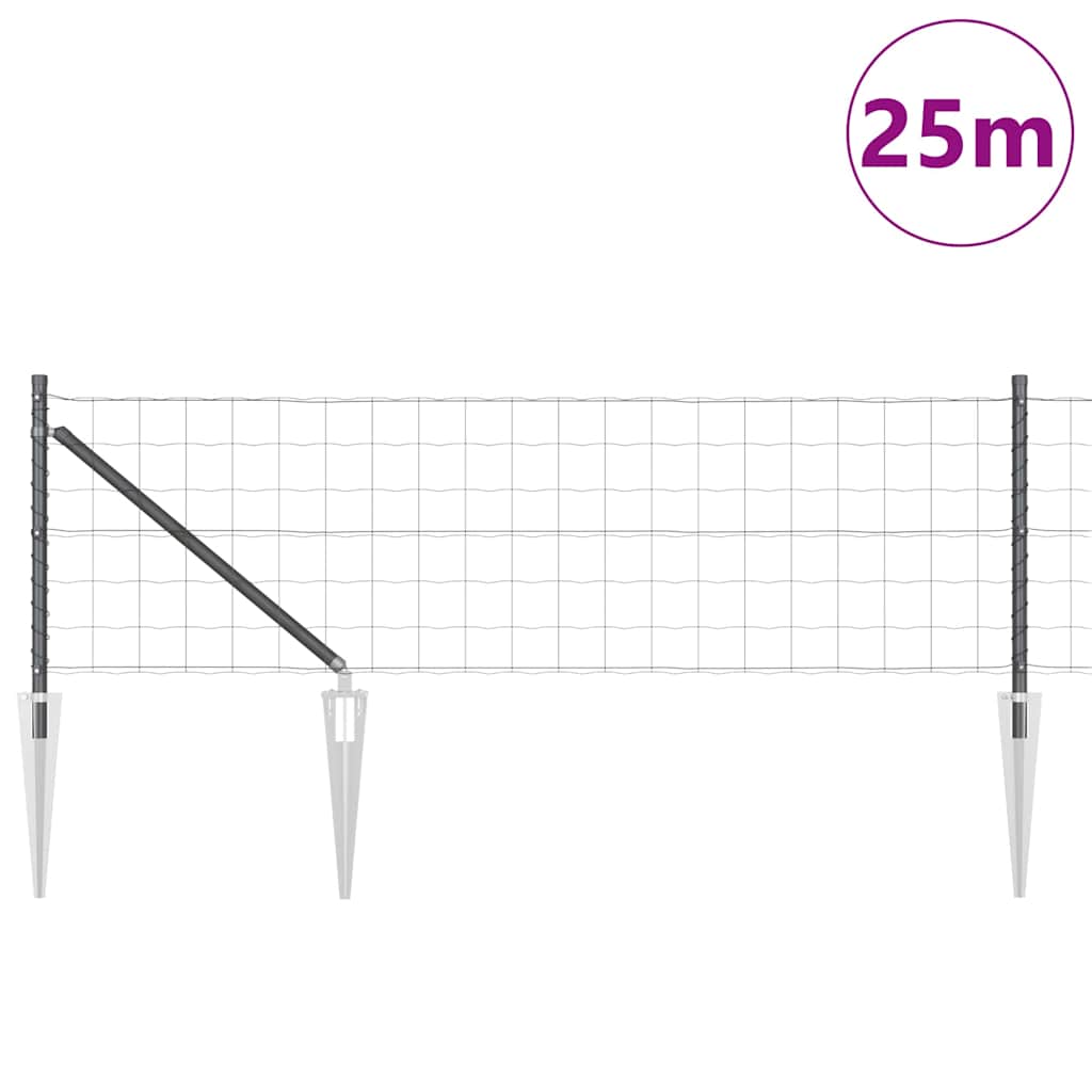 vidaXL Zaun mit Pfosten Grau 0,6 x 25 m Stahl und PVC