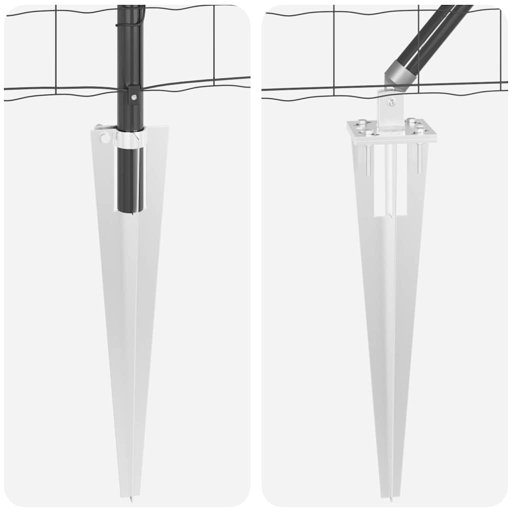 Zaun mit Pfosten Grau 1 x 25 m Stahl