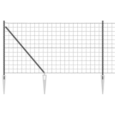 vidaXL Zaun mit Pfosten Grau 1 x 25 m Stahl
