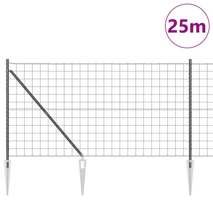 vidaXL Zaun mit Pfosten Grau 1,2 x 25 m Stahl