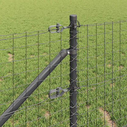 vidaXL Zaun mit Pfosten Grau 0,4 x 50 m Stahl und PVC