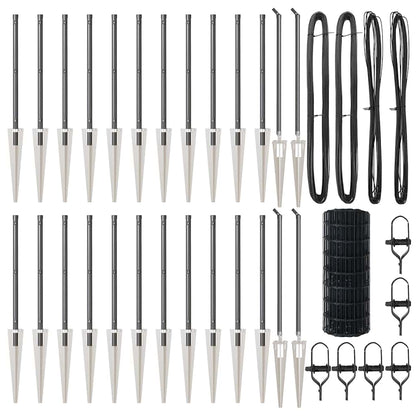 Zaun mit Pfosten Grau 0,4 x 50 m Stahl und PVC