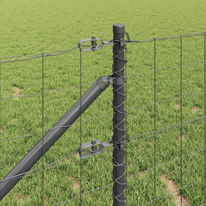 vidaXL Zaun mit Pfosten Grau 0,6 x 50 m Stahl und PVC