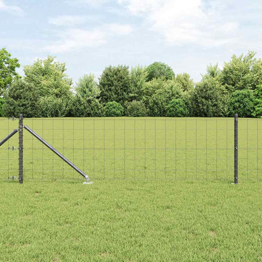 vidaXL Zaun mit Pfosten Grau 0,6 x 50 m Stahl und PVC