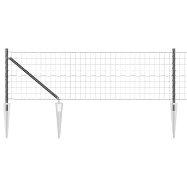 vidaXL Zaun mit Pfosten Grau 0,8 x 10 m Stahl