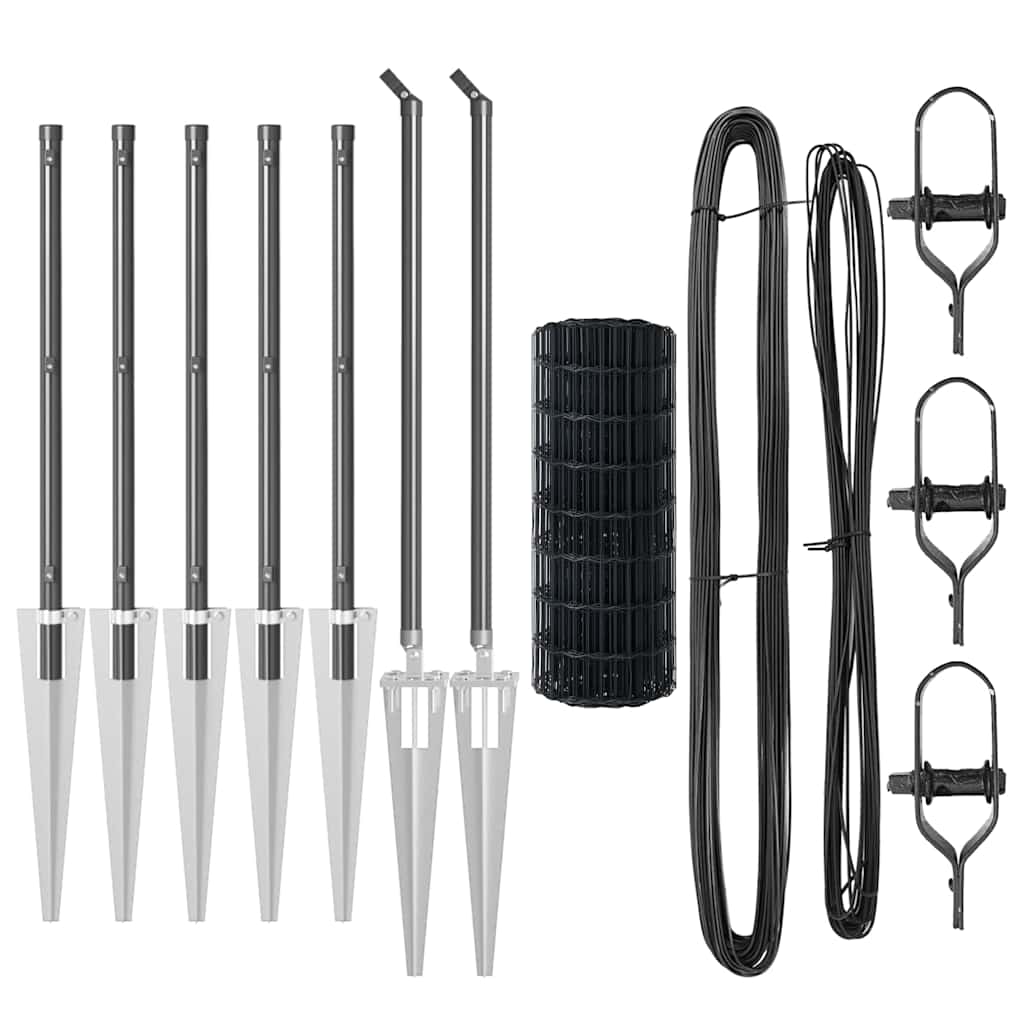 Zaun mit Pfosten Grau 0,8 x 10 m Stahl