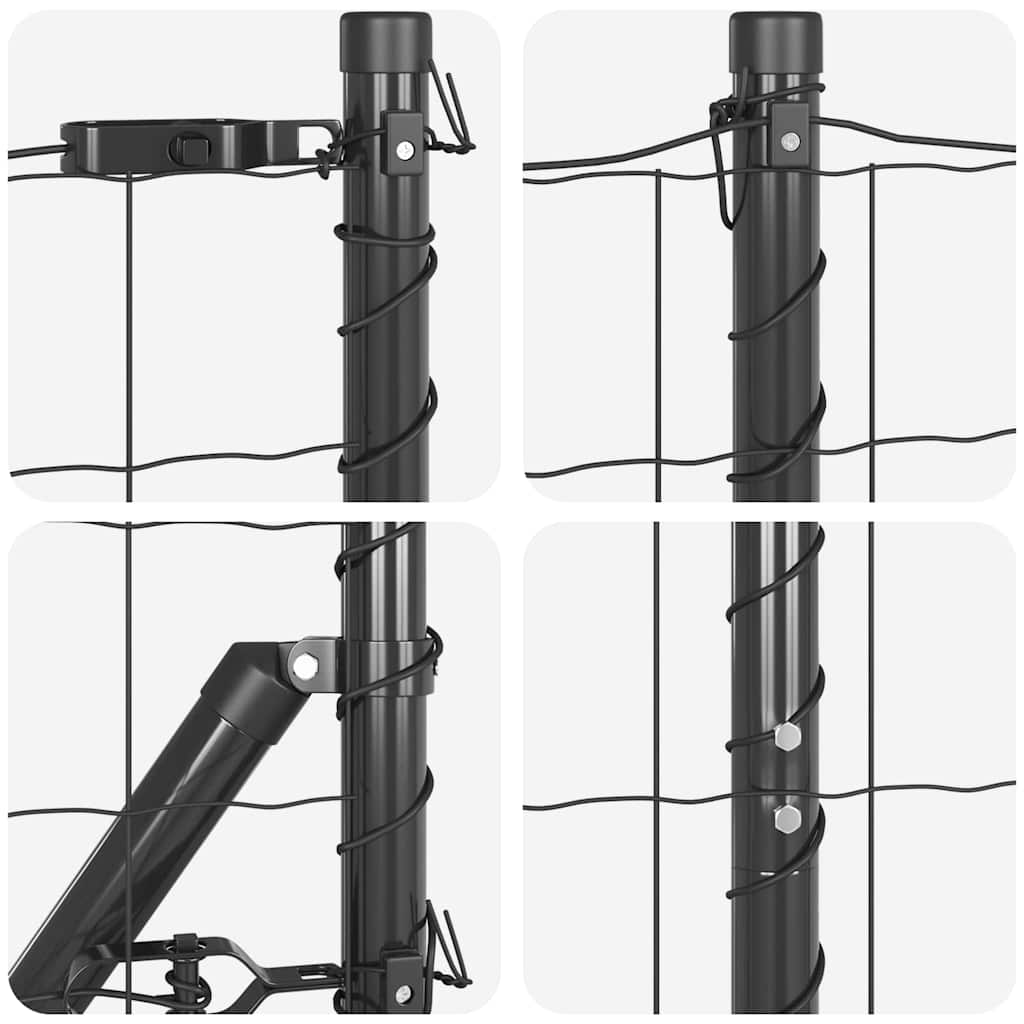 Zaun mit Pfosten Grau 1,2 x 10 m Stahl