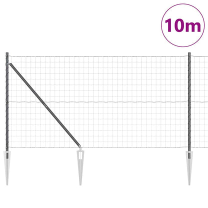 Zaun mit Pfosten Grau 1,2 x 10 m Stahl