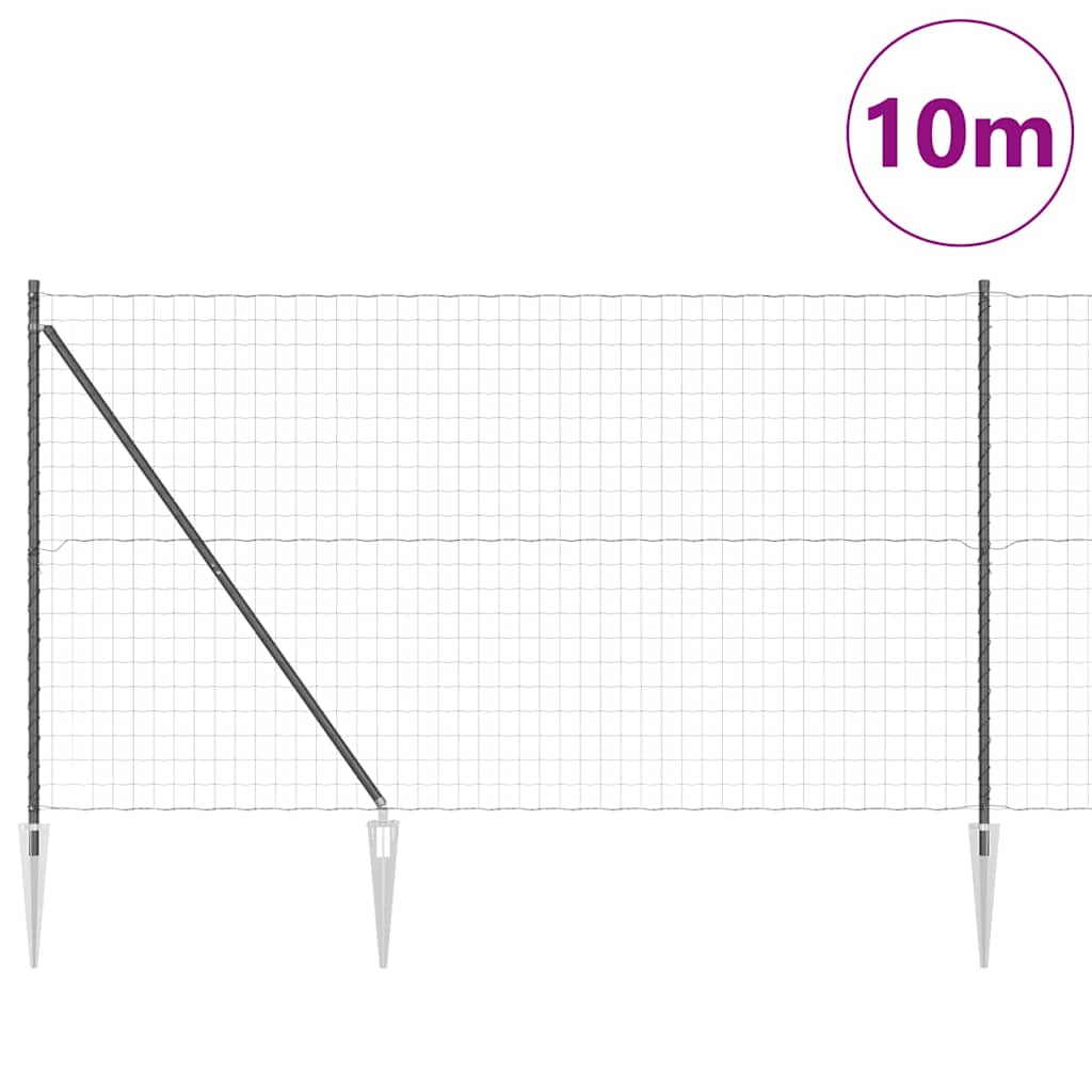 vidaXL Zaun mit Pfosten Grau 1,6 x 10 m Stahl und PVC