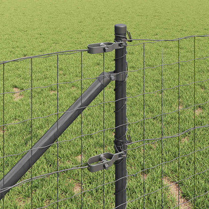 vidaXL Zaun mit Pfosten Grau 0,4 x 25 m Stahl und PVC