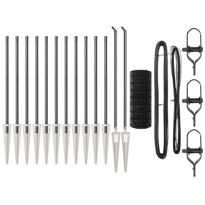 Zaun mit Pfosten Grau 0,8 x 25 m Stahl