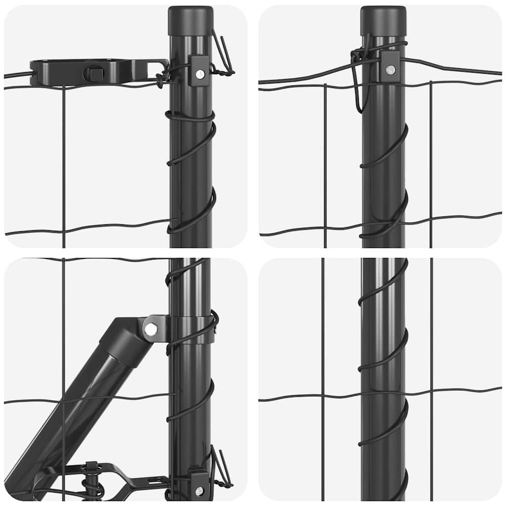 vidaXL Zaun mit Pfosten Grau 0,6 x 50 m Stahl und PVC