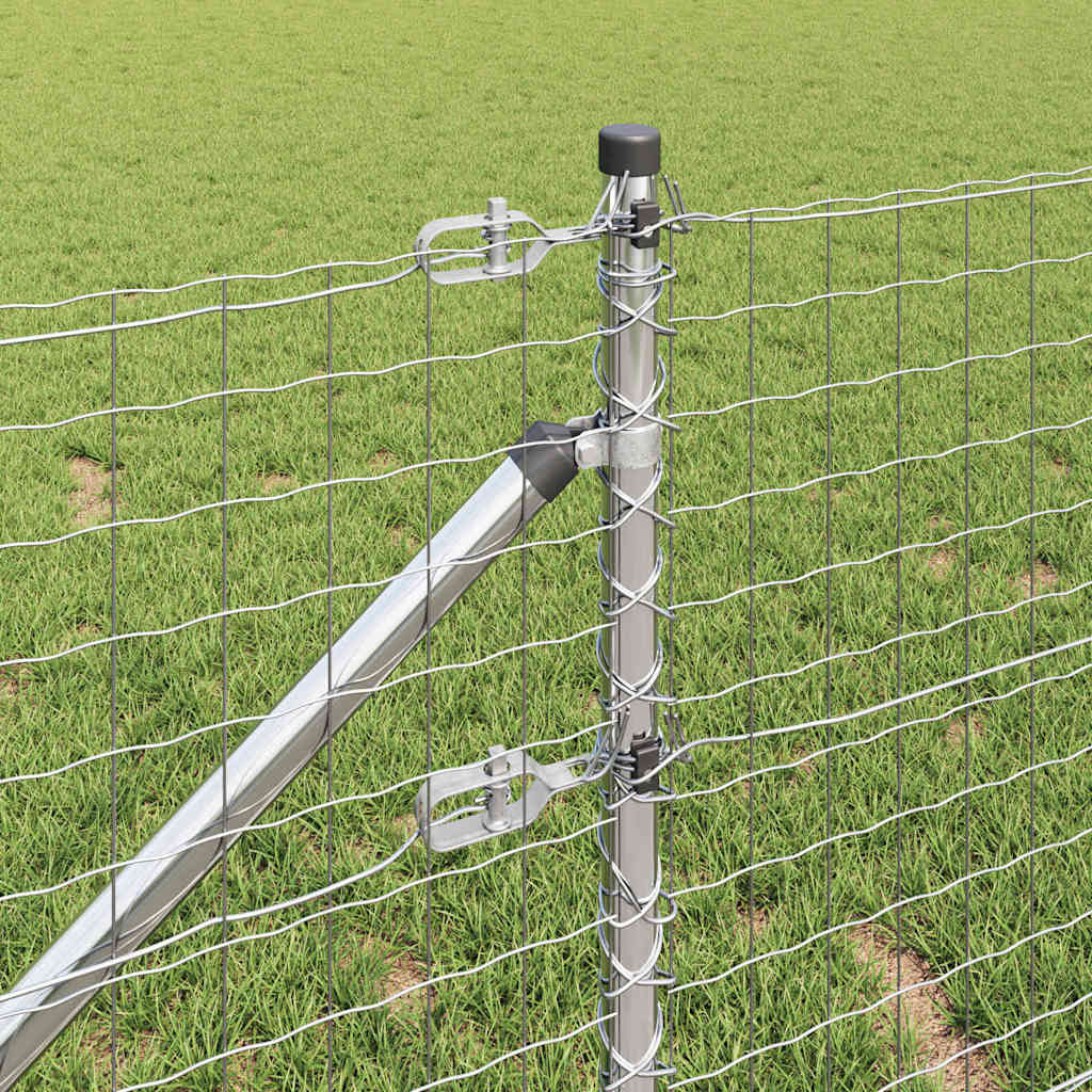 Zaun mit Pfosten Silber 0,8 x 10 m Stahl