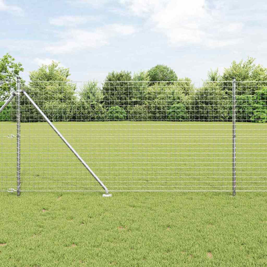 vidaXL Zaun mit Pfosten Silber 1 x 10 m Stahl