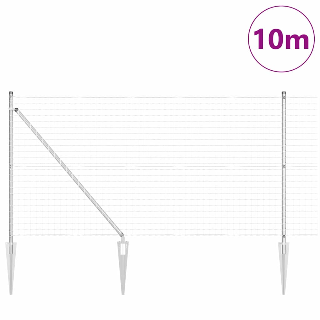 vidaXL Zaun mit Pfosten Silber 1 x 10 m Stahl