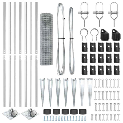 Zaun mit Pfosten Silber 1,2 x 10 m Stahl