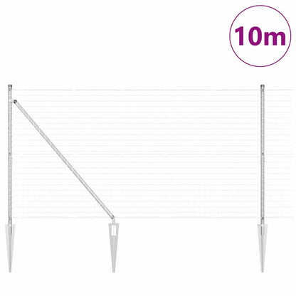 Zaun mit Pfosten Silber 1,2 x 10 m Stahl