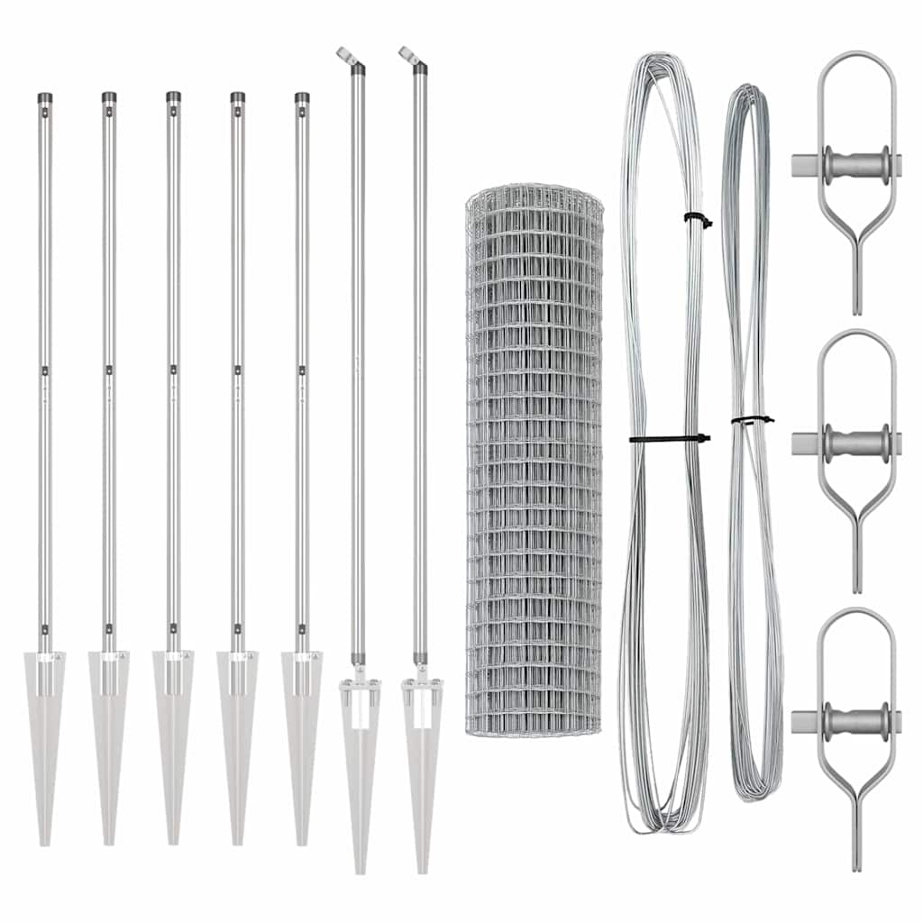 Zaun mit Pfosten Silber 1,4 x 10 m Stahl