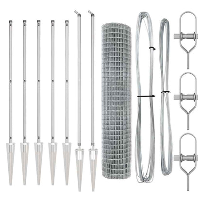 Zaun mit Pfosten Silber 1,5 x 10 m Stahl