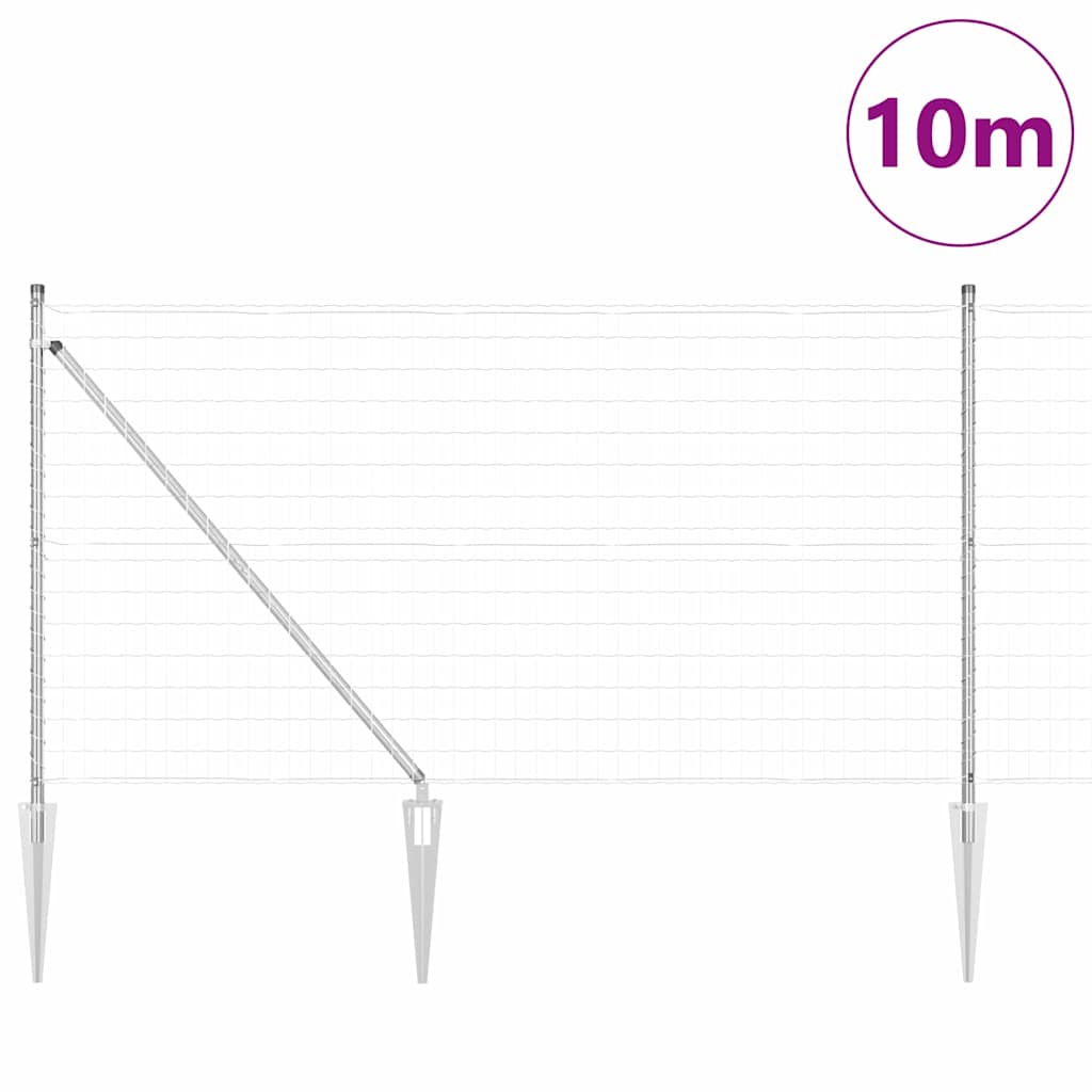 vidaXL Zaun mit Pfosten Silber 1 x 10 m Stahl