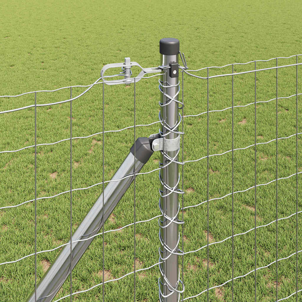 Zaun mit Pfosten Silber 1,2 x 10 m Stahl