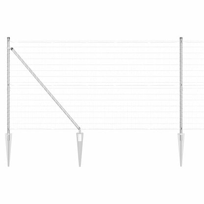 Zaun mit Pfosten Silber 1,2 x 10 m Stahl