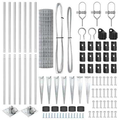 Zaun mit Pfosten Silber 1,2 x 10 m Stahl